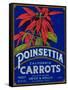 Poinsettia Carrot Label - Los Angeles, CA-Lantern Press-Framed Stretched Canvas