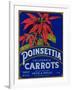 Poinsettia Carrot Label - Los Angeles, CA-Lantern Press-Framed Art Print