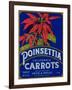 Poinsettia Carrot Label - Los Angeles, CA-Lantern Press-Framed Art Print