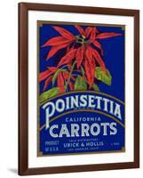 Poinsettia Carrot Label - Los Angeles, CA-Lantern Press-Framed Art Print