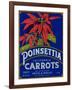 Poinsettia Carrot Label - Los Angeles, CA-Lantern Press-Framed Art Print