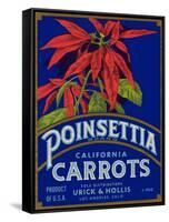 Poinsettia Carrot Label - Los Angeles, CA-Lantern Press-Framed Stretched Canvas