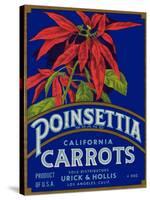 Poinsettia Carrot Label - Los Angeles, CA-Lantern Press-Stretched Canvas