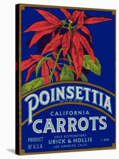 Poinsettia Carrot Label - Los Angeles, CA-Lantern Press-Stretched Canvas