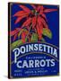 Poinsettia Carrot Label - Los Angeles, CA-Lantern Press-Stretched Canvas