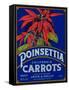 Poinsettia Carrot Label - Los Angeles, CA-Lantern Press-Framed Stretched Canvas