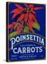 Poinsettia Carrot Label - Los Angeles, CA-Lantern Press-Stretched Canvas