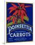 Poinsettia Carrot Label - Los Angeles, CA-Lantern Press-Framed Art Print