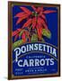 Poinsettia Carrot Label - Los Angeles, CA-Lantern Press-Framed Art Print