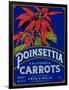 Poinsettia Carrot Label - Los Angeles, CA-Lantern Press-Framed Art Print