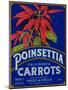 Poinsettia Carrot Label - Los Angeles, CA-Lantern Press-Mounted Art Print