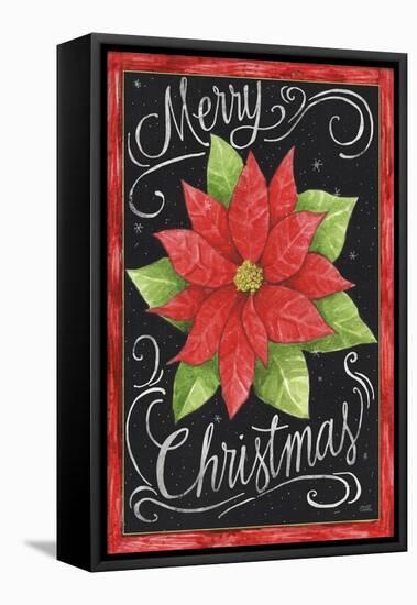 Poinsettia Merry Christmas Flag-Melinda Hipsher-Framed Stretched Canvas