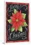 Poinsettia Merry Christmas Flag-Melinda Hipsher-Framed Giclee Print