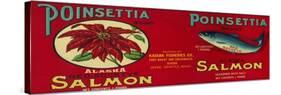 Poinsettia Salmon Can Label - Port Bailey, AK and Shearwater, AK-Lantern Press-Stretched Canvas