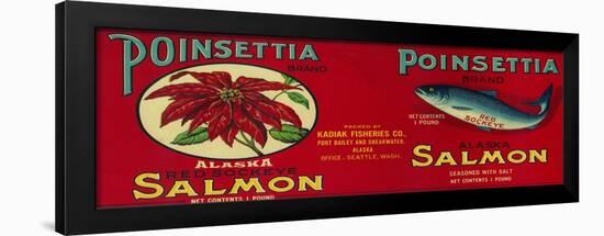 Poinsettia Salmon Can Label - Port Bailey, AK and Shearwater, AK-Lantern Press-Framed Art Print