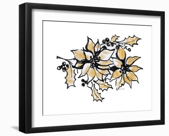 Poinsettias with Gold II-Lanie Loreth-Framed Art Print