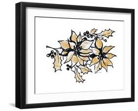 Poinsettias with Gold II-Lanie Loreth-Framed Art Print