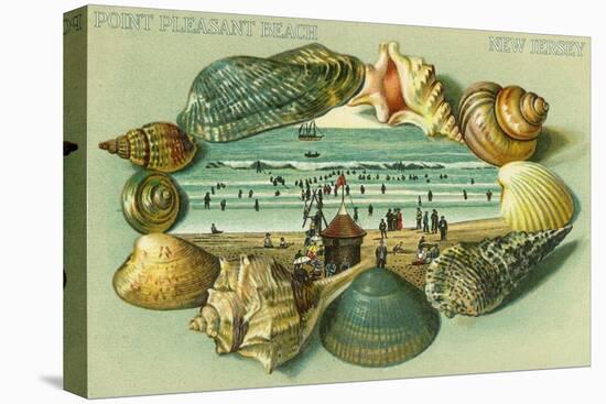 Point Pleasant Beach, New Jersey - a Scenic View Bordered with Sea Shells-Lantern Press-Stretched Canvas