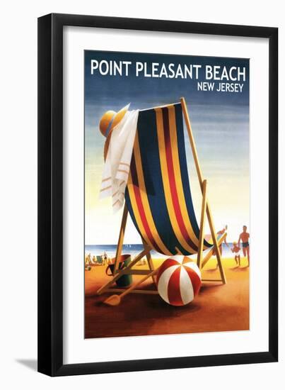 Point Pleasant Beach, New Jersey - Beach Chair and Ball-Lantern Press-Framed Art Print