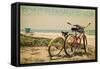 Point Pleasant Beach, New Jersey - Bicycles and Beach Scene-Lantern Press-Framed Stretched Canvas