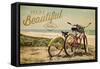 Point Pleasant Beach, New Jersey - Bicycles and Beach Scene-Lantern Press-Framed Stretched Canvas