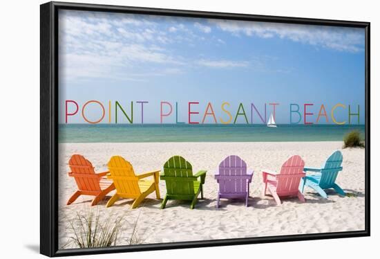 Point Pleasant Beach, New Jersey - Colorful Beach Chairs-Lantern Press-Framed Art Print