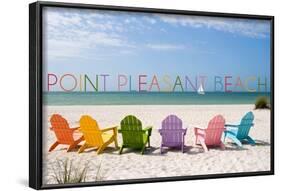Point Pleasant Beach, New Jersey - Colorful Beach Chairs-Lantern Press-Framed Art Print