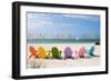 Point Pleasant Beach, New Jersey - Colorful Beach Chairs-Lantern Press-Framed Art Print