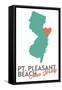 Point Pleasant Beach, New Jersey - Orange and Teal - Heart Design-Lantern Press-Framed Stretched Canvas