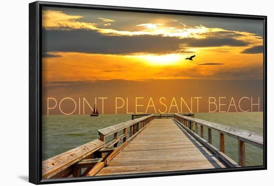 Point Pleasant Beach, New Jersey - Pier at Sunset-Lantern Press-Framed Art Print