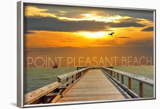 Point Pleasant Beach, New Jersey - Pier at Sunset-Lantern Press-Framed Art Print