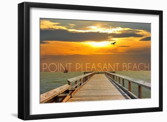 Point Pleasant Beach, New Jersey - Pier at Sunset-Lantern Press-Framed Art Print