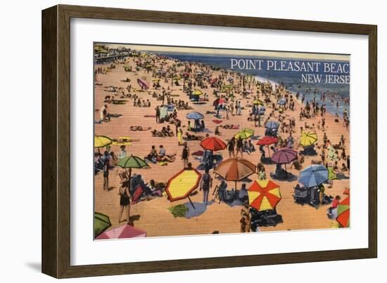 Point Pleasant, New Jersey - South View of Beach-Lantern Press-Framed Art Print