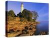 Pointe Aux Barques Lighthouse at Sunrise on Lake Huron, Michigan, USA-Adam Jones-Stretched Canvas