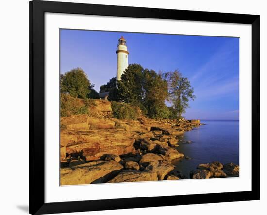 Pointe Aux Barques Lighthouse at Sunrise on Lake Huron, Michigan, USA-Adam Jones-Framed Photographic Print