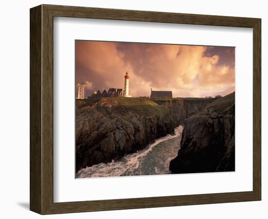 Pointe De St. Mathieu Lighthouse at Dawn, Brittany, France-Walter Bibikow-Framed Photographic Print