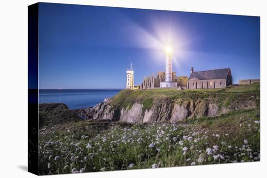 Pointe Saint Mathieu Lighthouse by Night-Philippe Manguin-Stretched Canvas