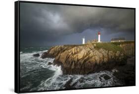 Pointe Saint Mathieu lighthouse  stormy time-Philippe Manguin-Framed Stretched Canvas