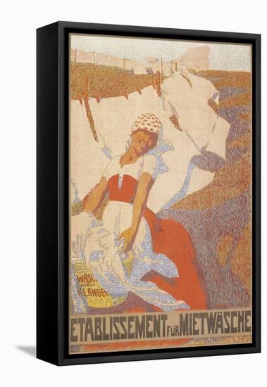 Pointillist Poster for Laundry Service-null-Framed Stretched Canvas