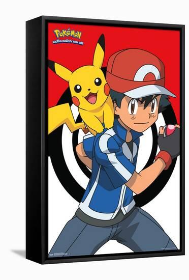 Pokémon - Ash And Pikachu-Trends International-Framed Stretched Canvas