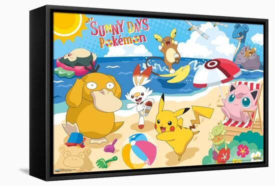 Pokémon - Beach Party-Trends International-Framed Stretched Canvas