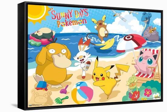 Pokémon - Beach Party-Trends International-Framed Stretched Canvas