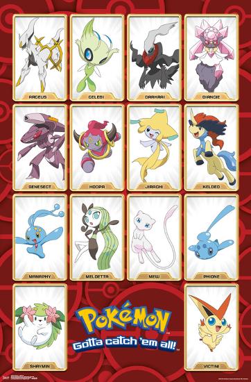 Pokémon- Gottah Catch All The Mythical-null-Lamina Framed Poster