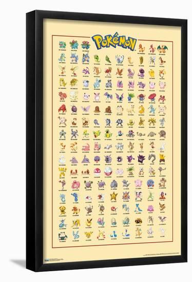 Pokémon - Kanto Grid-Trends International-Framed Poster