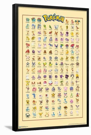 Pokémon - Kanto Grid-Trends International-Framed Poster