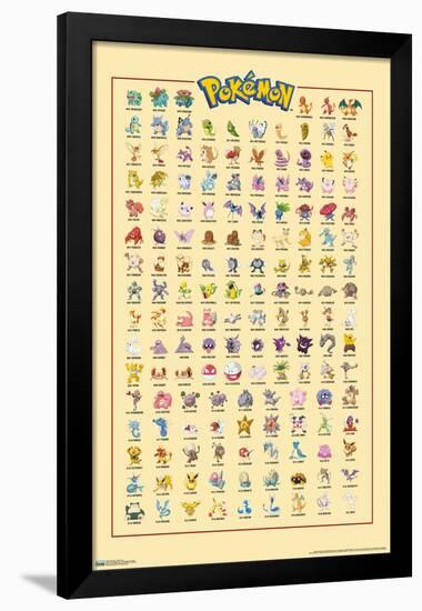 Pokémon - Kanto Grid-Trends International-Framed Poster