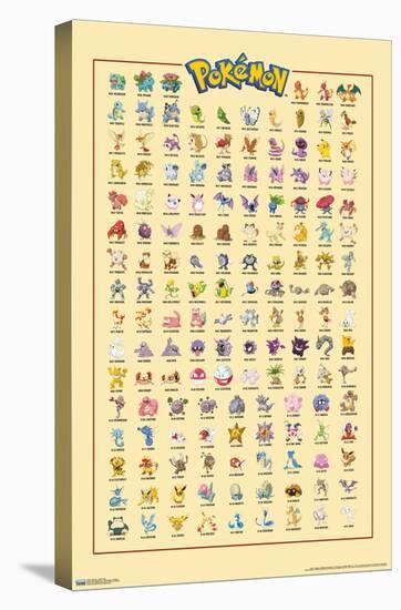 Pokémon - Kanto Grid-Trends International-Stretched Canvas