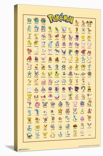 Pokémon - Kanto Grid-Trends International-Stretched Canvas