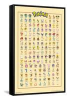 Pokémon - Kanto Grid-Trends International-Framed Stretched Canvas