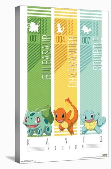 Pokémon - Kanto Trio-Trends International-Stretched Canvas